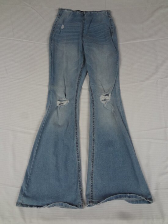 True Craft Denim - TRUE CRAFT HIGH RISE FLARE WOMEN MEDIUM BLUE JEAN BELL STRETCH L686